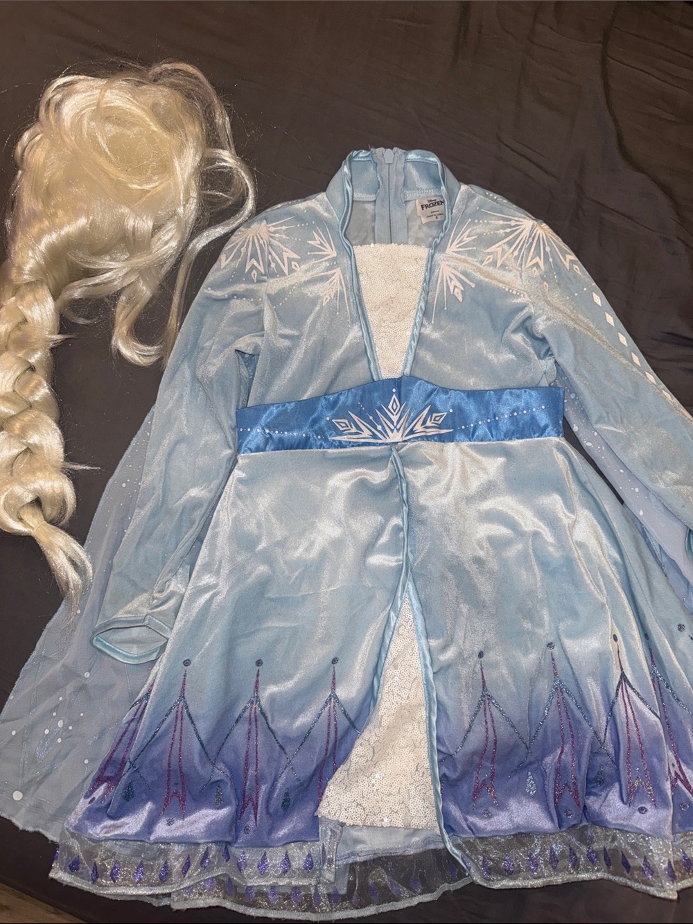 Disney Frozen Elsa Costume Dress + Wig Girls Size 4-6